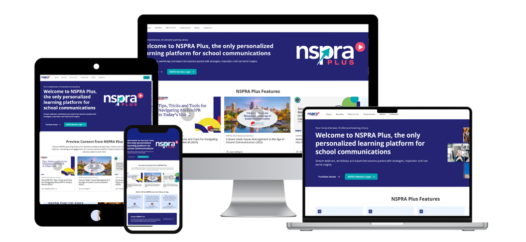 NSPRA Plus website displayed on computers and mobile devices.